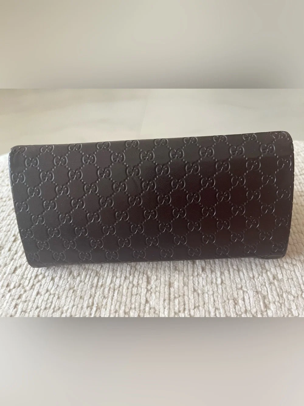 Gucci Brown Embossed GG Leather lens case